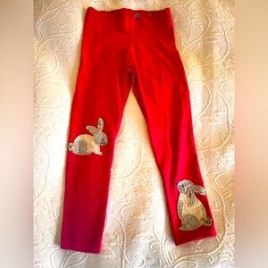 Mini Boden 4/5 pink bunny 🐰 appliqué Leggings
